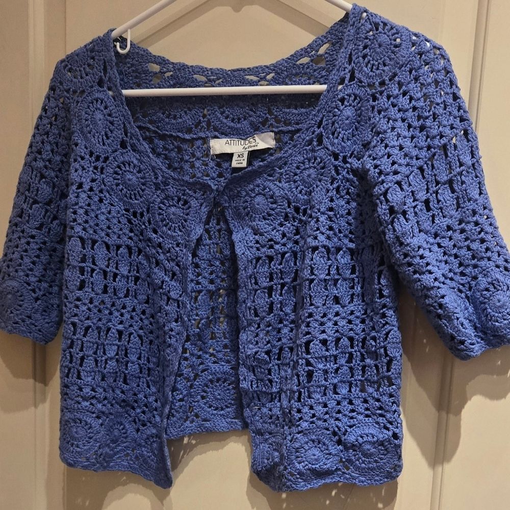 Vintage Attitudes By Renee Crochet Cropped Cardigan, xs